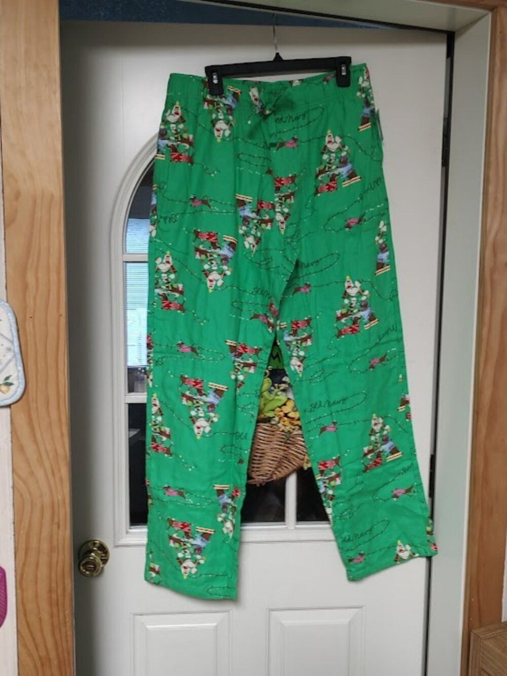 NWT Old Navy Green Christmas Dog Flannel Lounge Pants Size Women's L